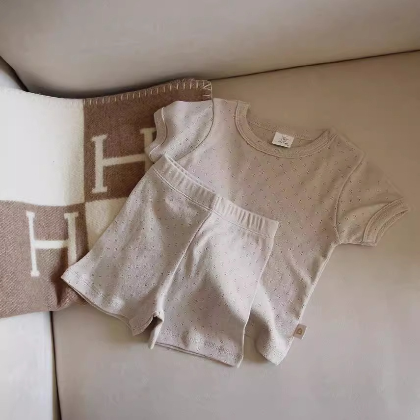 Korean-style Baby Pajamas Summer Pure Cotton Class A Home Clothes Summer Short-sleeved Air-conditioning Clothes for Baby Boys and Girls Base suit