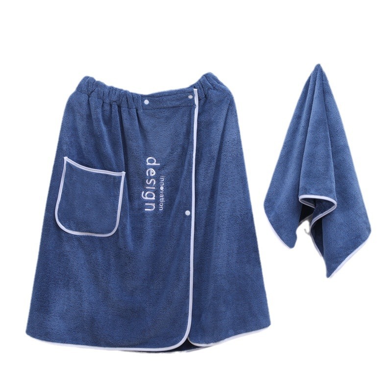 Men's bath skirt bath towel can be worn and wrapped coral fleece thick absorbent quick-drying embroidery cross-border adult bath skirt wholesale