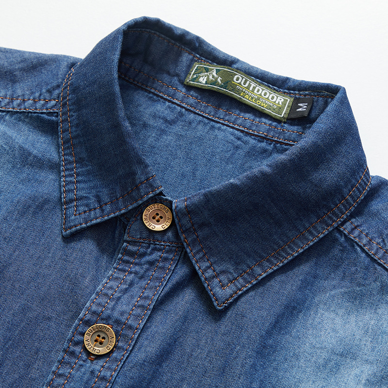 Cross-border Amazon Summer Short-sleeved Denim Shirt Men's European Size Men's Workwear Short-sleeved Shirt Denim Clothes
