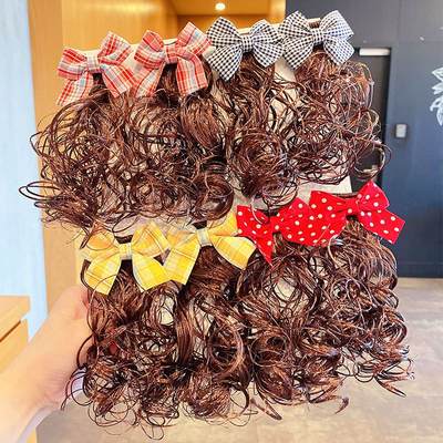 Children's Bow Hairpin Wig Girls Princess Cute Style Clip Hair Accessories Little Girl Hairpin Performance Headwear