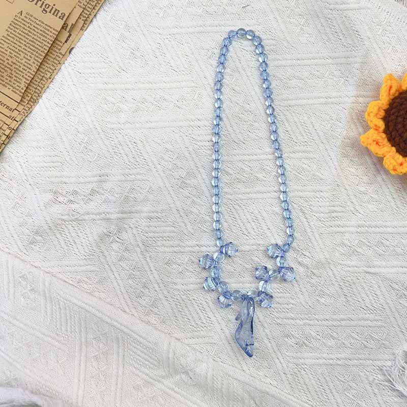 Factory spot Cinderella blue high heels necklace fairy princess crystal shoes necklace butterfly magic wand set