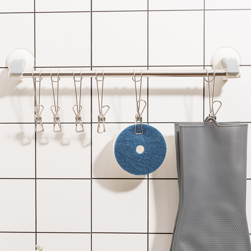 Stainless Steel Hanging Clip with Tail to Strengthen Hanging Arrangement Sundries Holder Bathroom Underwear Towel Hook Drying Hook