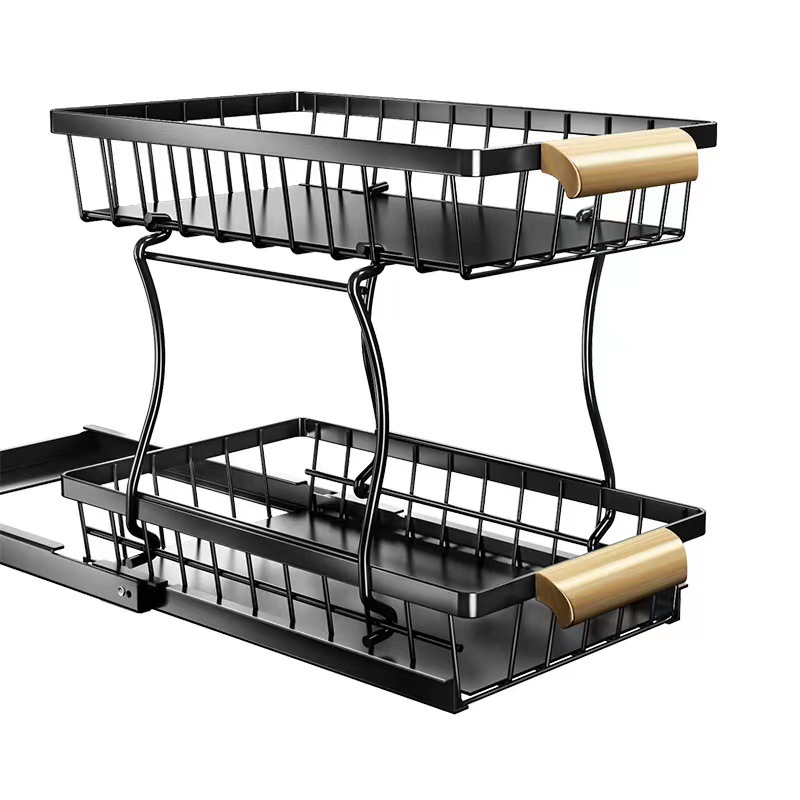 Kitchen Under-sink Storage Rack Double-layer Push-pull Cabinet Multi-layer Kitchen Under-sink Storage Rack Bathroom Finishing Rack