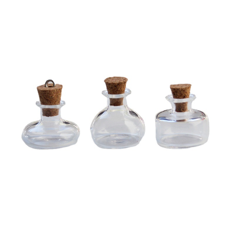 Small flat floating bottle miniature baby house diy Cork hanging ornaments accessories scenic spot wishing bottle 10 color