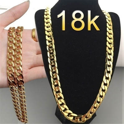 Cross-border jewelry Europe and the United States fashion new gold necklace plated 18K gold men's 6MM side necklace manufacturers wholesale