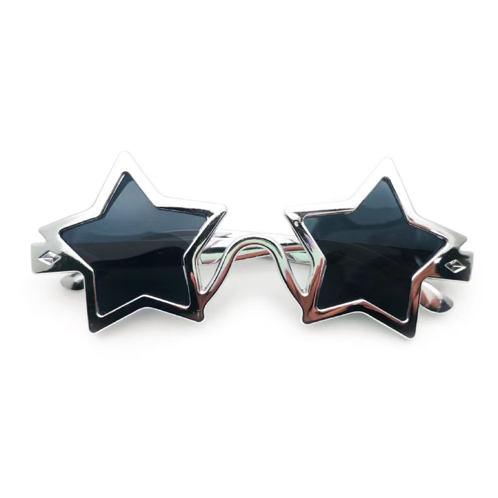 2023 new creative five-pointed star decorative glasses Golden Silver trendy fashion dance party photo props