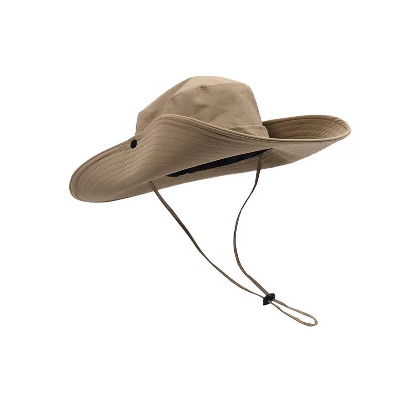 Summer Trendy Western Cowboy Hat Outdoor Mountaineering Anti-UV Sun Hat Quick-drying Breathable Adjustable Big-brimmed Hat