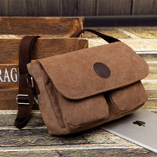 Men's Canvas Shoulder Bag Messenger Bag Washed Canvas Bag Man Classic Horizontal Vintage Bag Love Pocket Bag