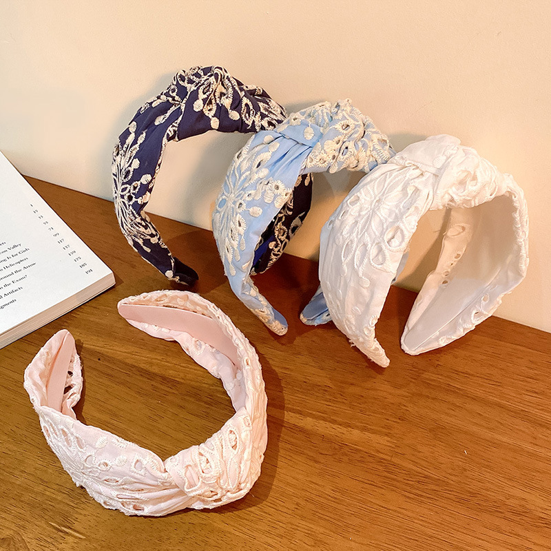 2024春款復古扭結刺繡發箍女氣質國風少女洗臉頭箍百搭頭飾品批發