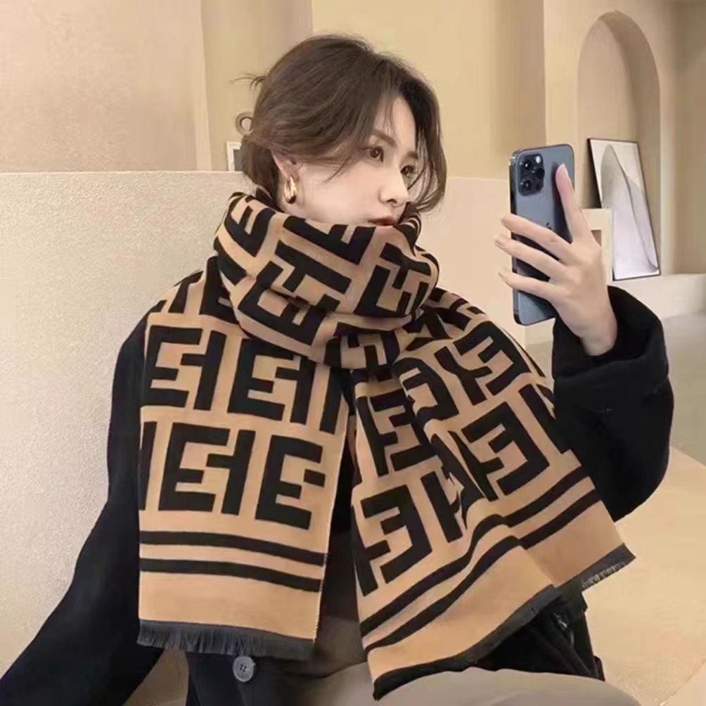 Winter 2024 New Warm Scarf Women's Shawl Outer Wear Dual-purpose Fashion High-end All-match Korean Style Dongdaemun Trendy
