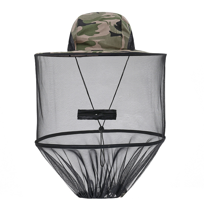 Gejiao shawl mosquito-proof cap outdoor fishing leisure cap Folding mesh beekeeping big hat insect-proof mask