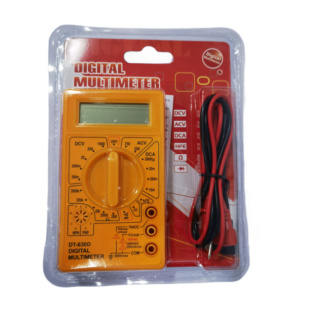 DT830D Yellow Mini Universal Meter Electrician Universal Meter AC DC On-off Buzzer Test