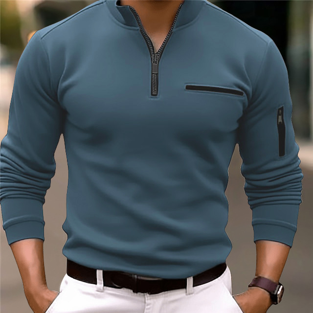 2024 cross-border Spring and Autumn quick sale Amazon shirt arm zipper men's sports polo shirt