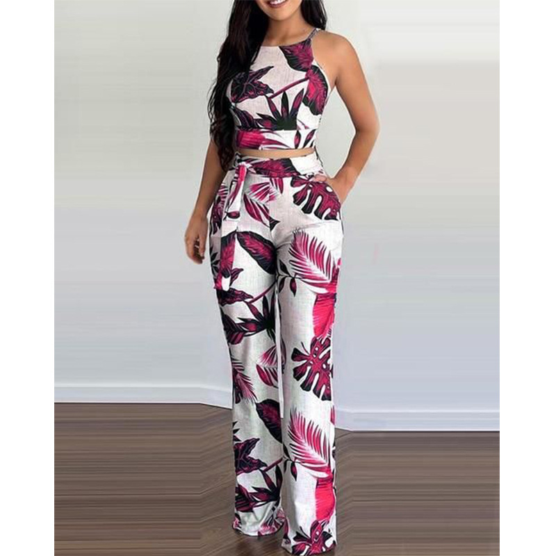 Foreign trade Amazon 2022 Europe and the United States new urban leisure printing women's pants set