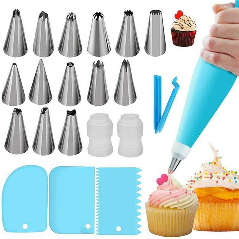 Factory wholesale 15PCS stainless steel piping nozzle suit cream cake piping bag DIY baking tools suit