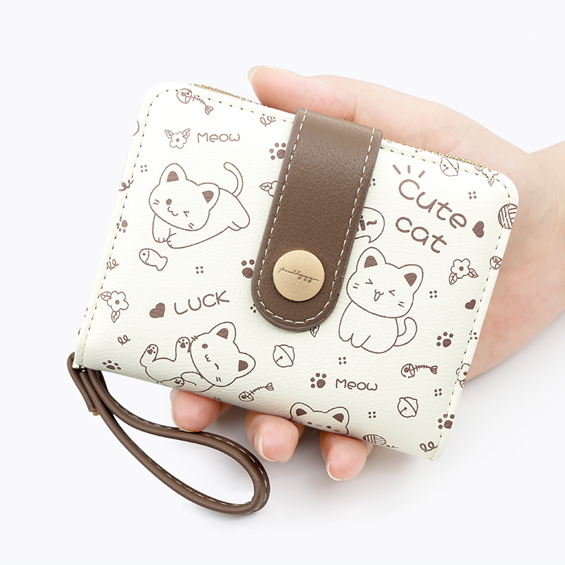 Korean version of cute kitten ladies buckle coin purse handbag multi-functional ladies short wallet wallet wallet wholesale