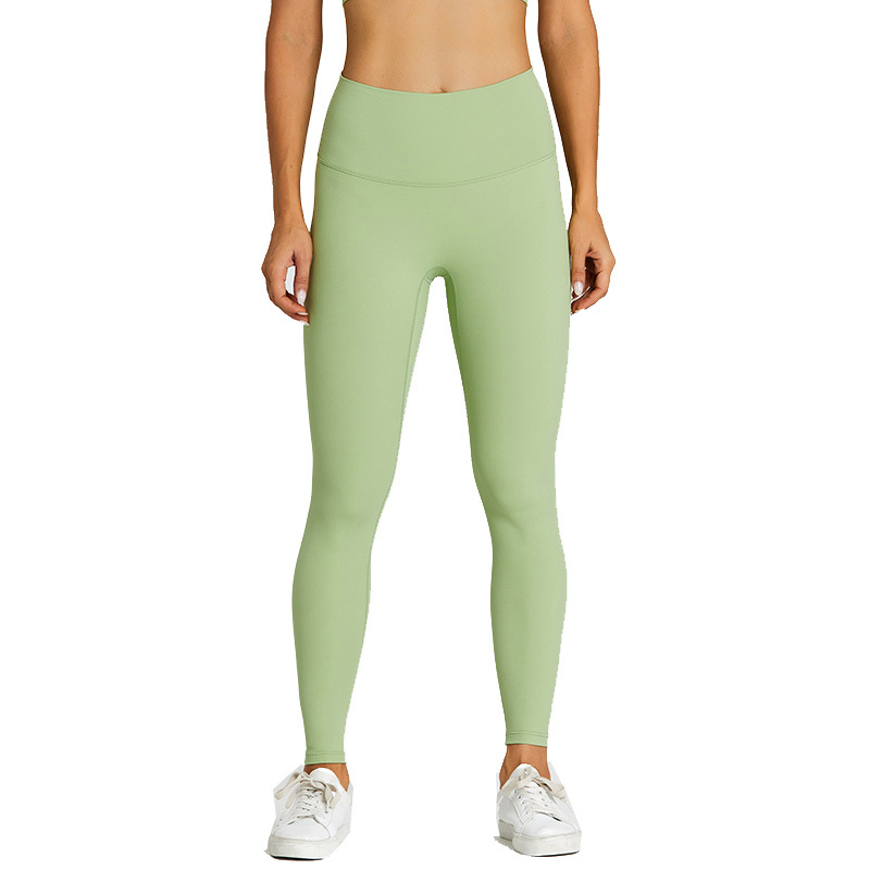 Cross-border European and American Naked Yoga Pants Women's No Embarrassment Line High Waist Hip Leggings Stretch Leggings Sports Fitness Pants
