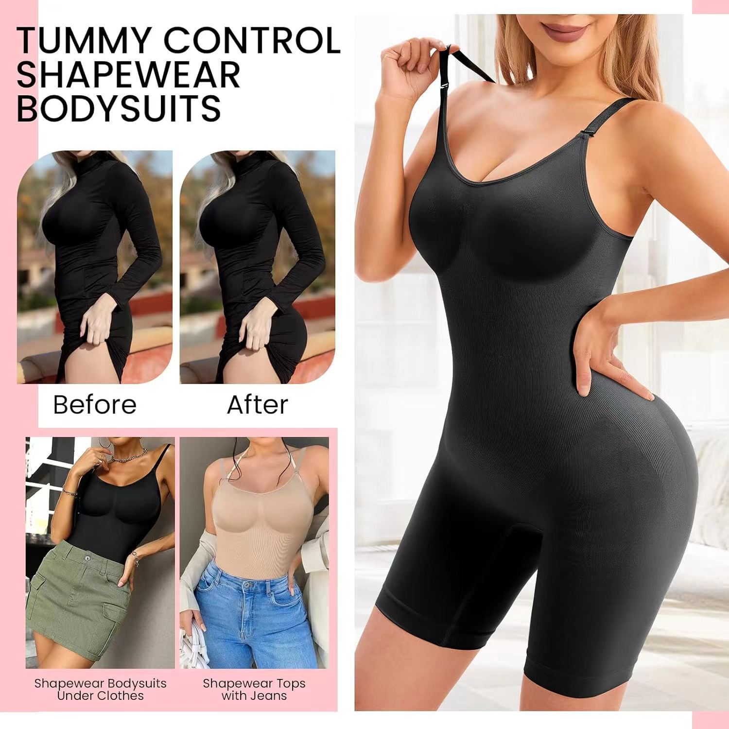 One-piece corset waist postpartum repair long leg pants seamless rib adjustable TIKTOK jumpsuit