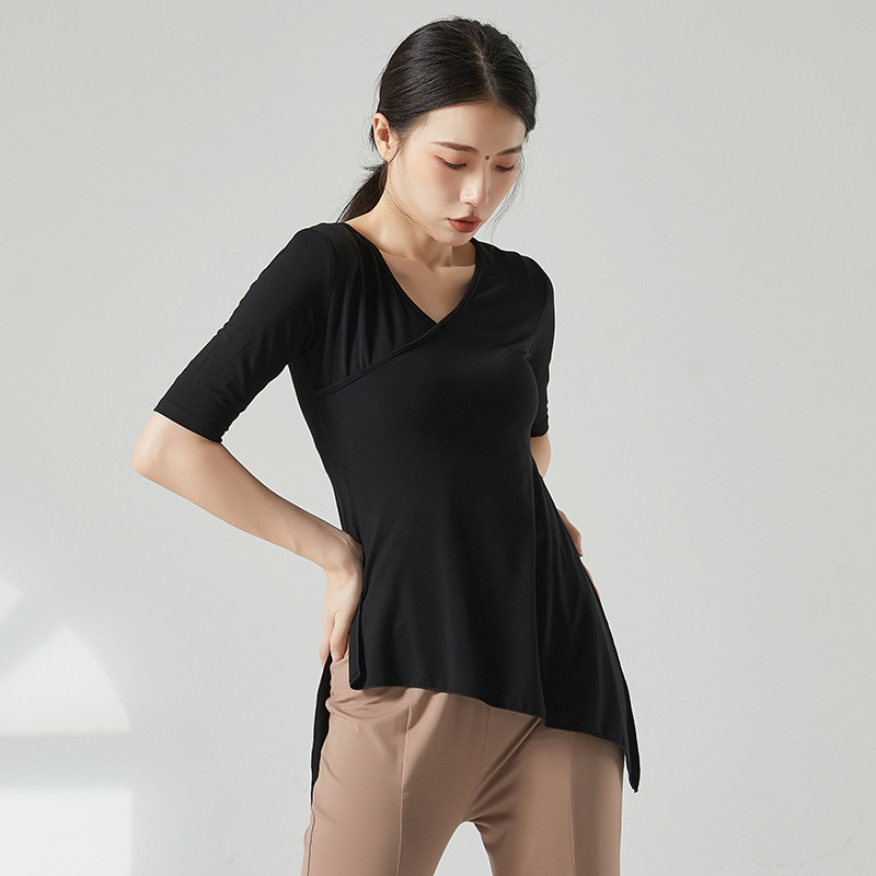 New bell sleeve dance clothes classical dance practice clothes female adult loose ethnic dance body top