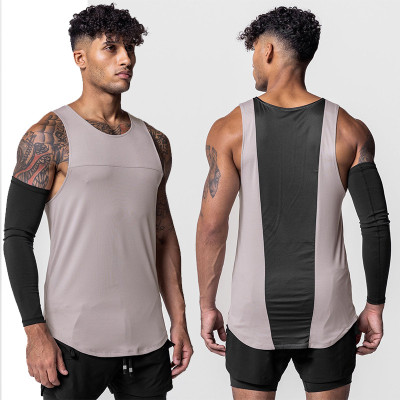 Crazy Muscle Men's Sports Vest Casual Quick-drying Breathable Stitching Waistcoat Loose Basketball Training Sleeveless T-shirt
