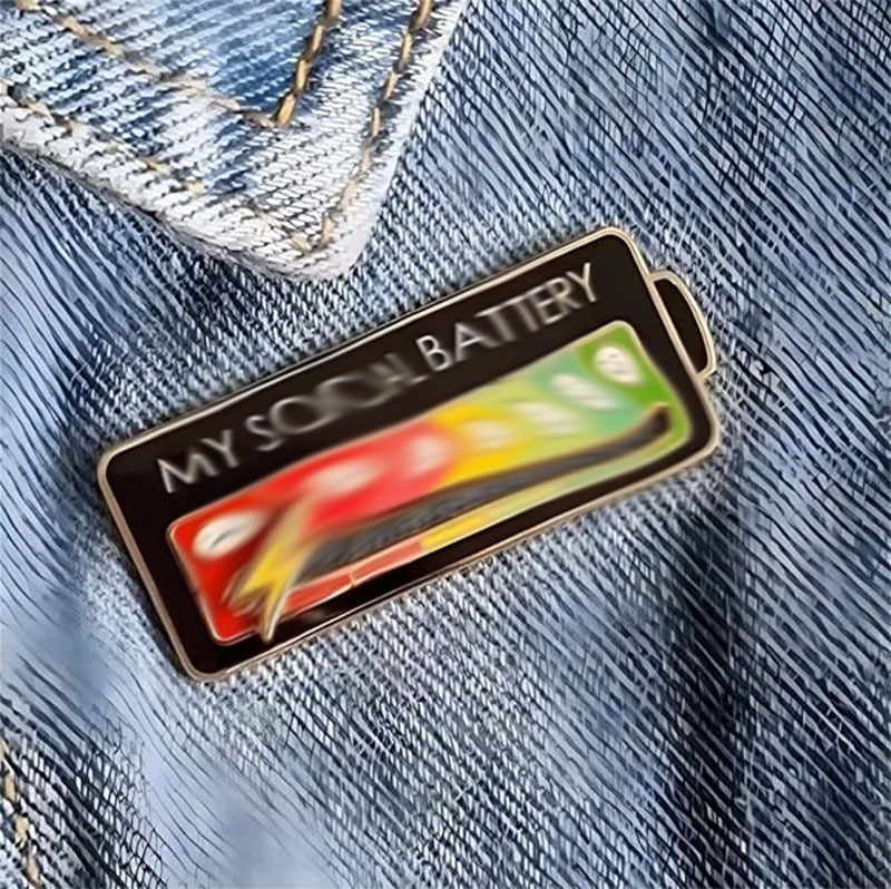 Funny Social Mood Brooch Pin for 7Days creative battery energy indicator Brooch