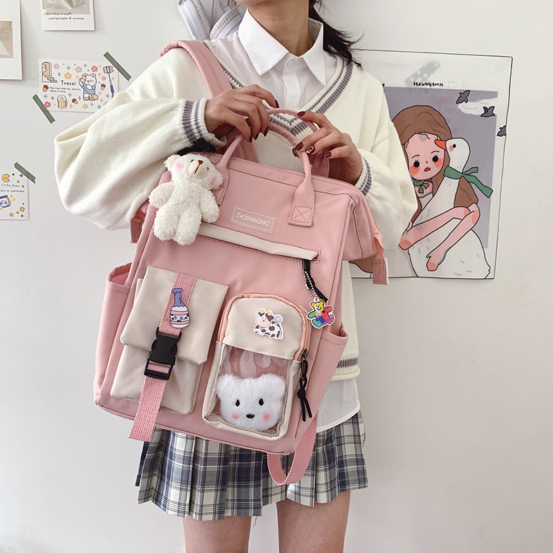 Schoolbag Female College Students Wine Red Middle School Students High School Students Large Capacity Korean Style High School ins Japanese Backpack