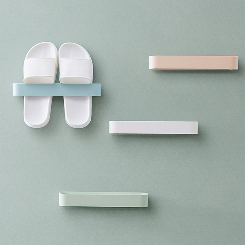 Bathroom wall-mounted slippers shelf space-saving seamless stickers storage rack wall paste shoe rack household department store wholesale