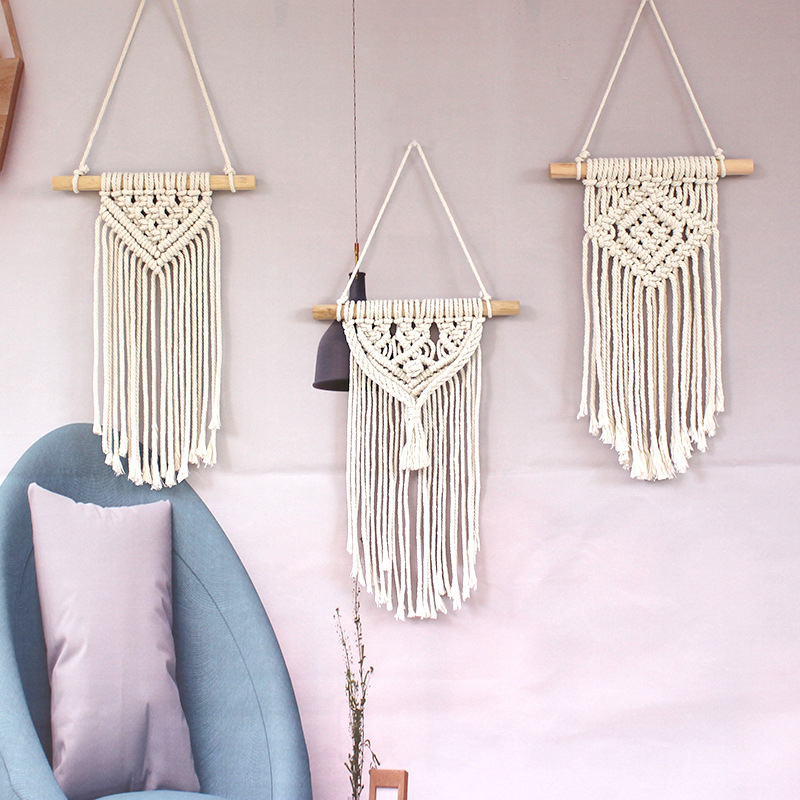 Cross-border new source cotton rope woven tapestry home wall decoration rug Nordic INS mini tassel hanging decoration