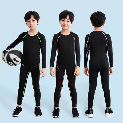 Children's Tight Clothes Training Clothes Children's Quick-Dry Clothes Fitness Clothes Autumn and Winter Bottoming Basketball Football Swimsuit Sports Suit