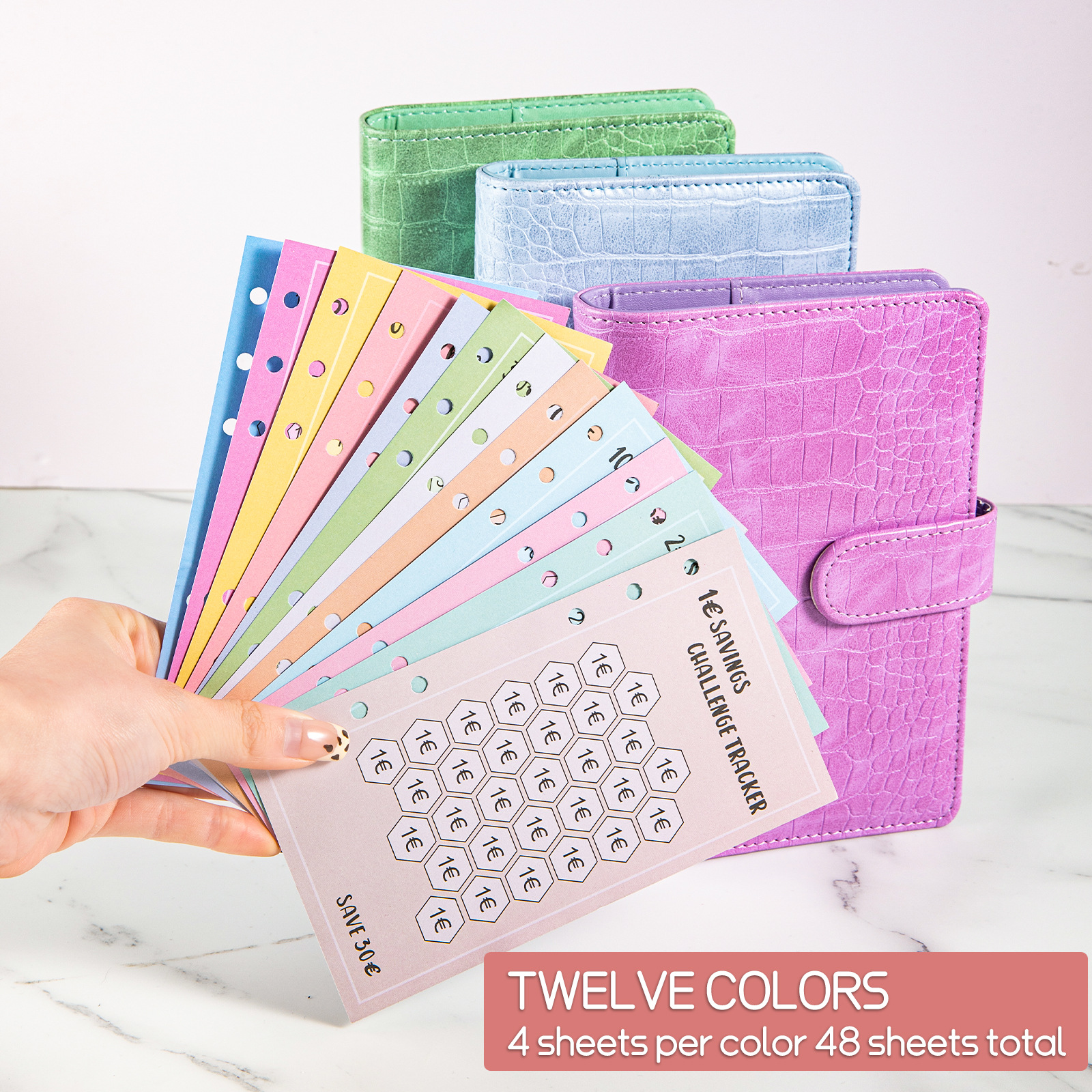 Cross-border dedicated 6-hole A6 euro 100 envelopes save money 52 weeks save challenge 30 days save money USD punch paper