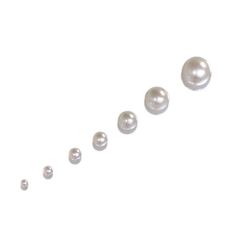 Nail art pearl jewelry full round flat bottom semi-circle highlight non-shedding white Japanese round beads manicure accessories wholesale