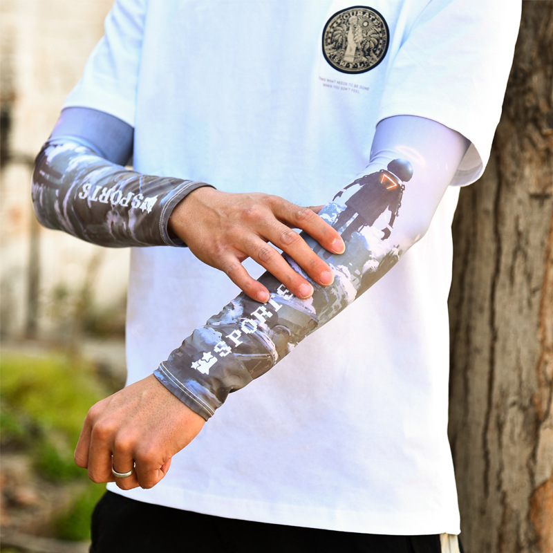 2023 Summer printed ice sleeve Ice Silk sunscreen sleeves wholesale men's fishing driving cycling sports UV protection