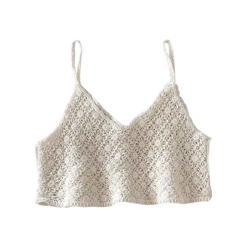 Fresh Korean-style Loose Knitted ins Trendy All-match Artistic Retro Hollow Crochet Top Camisole Vest