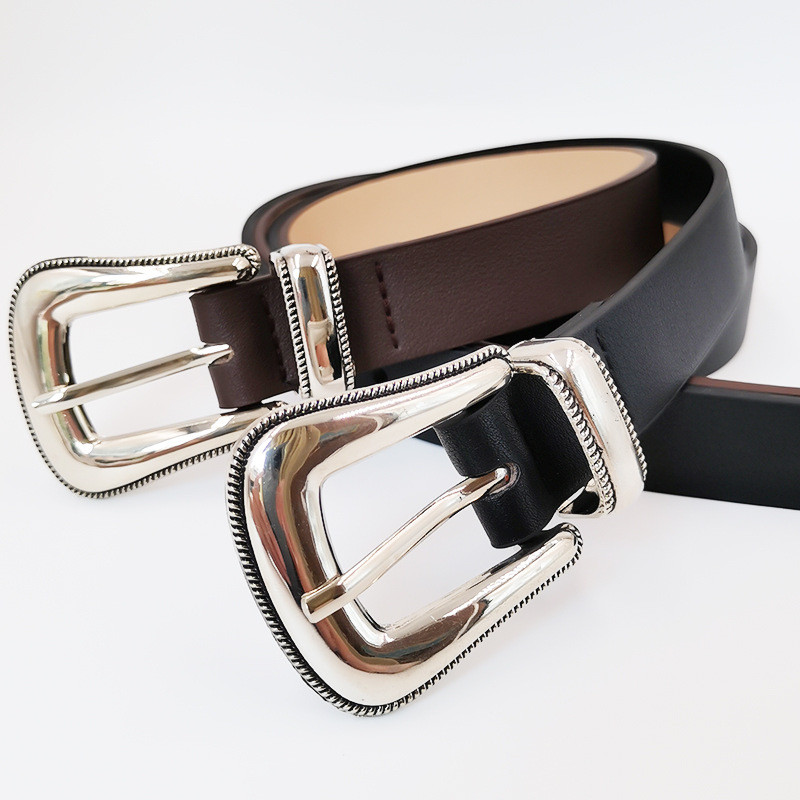 [Factory Wholesale] Cross-border New Retro Three-piece Women's Belt European and American Punk PU Belt