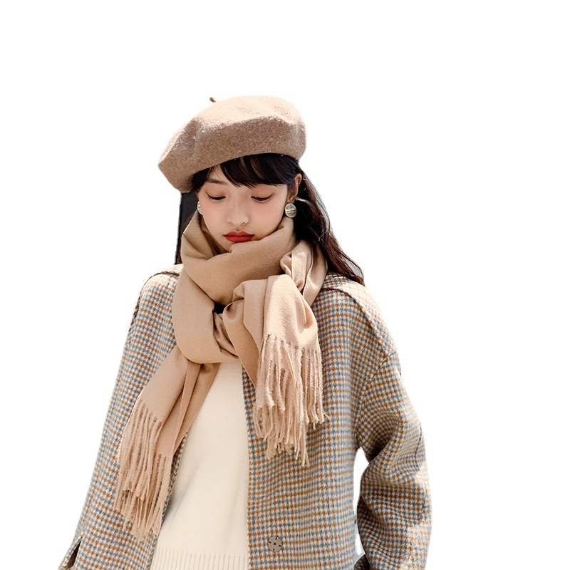 2024 Soft Imitation Cashmere Scarf Women's Autumn and Winter Korean Style New Warm Couple Scarf Cold-proof Outer Long Shawl