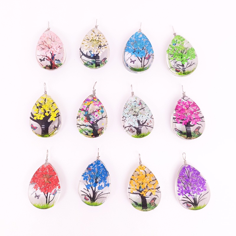 Dried Flower Tree of Life Pendant Set Round Love Square Oval Help Customers Pack Set Amazon AliExpress
