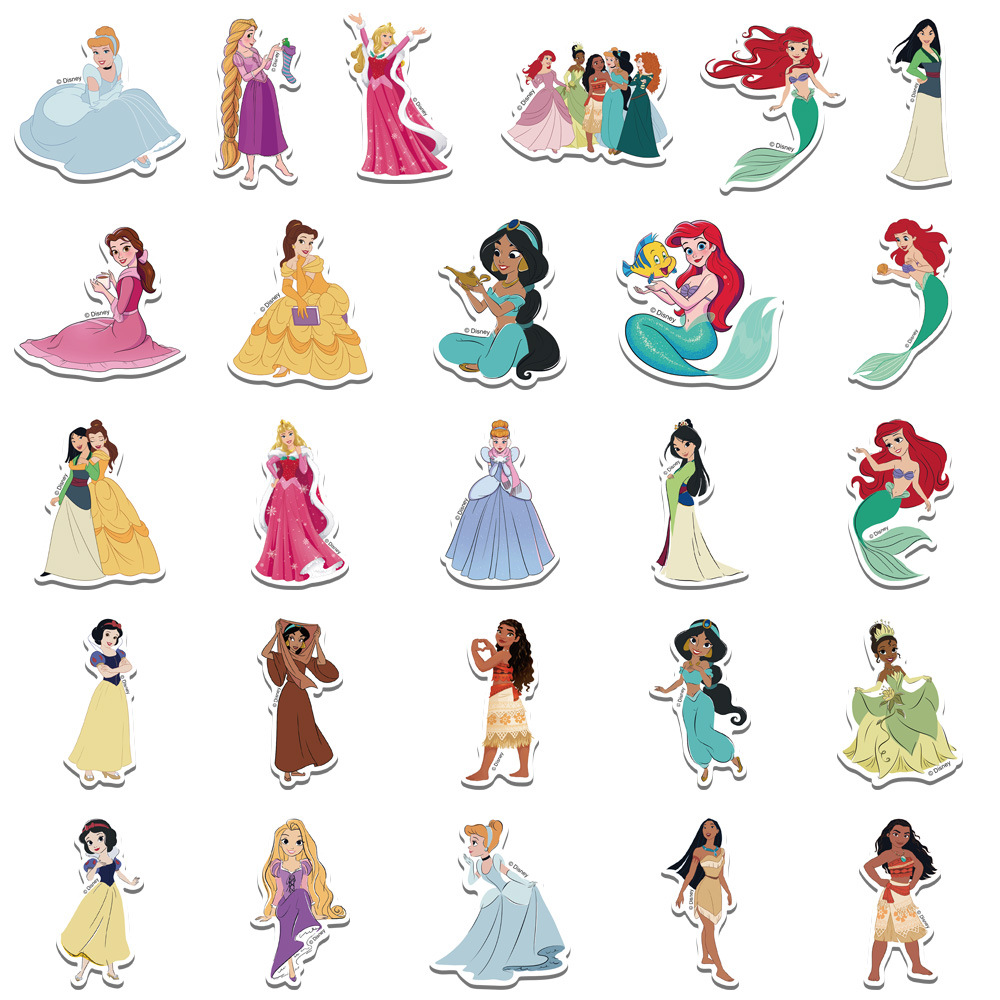 50 cartoon princess collection graffiti stickers personalized decorative guitar luggage DIY waterproof genuine authorization