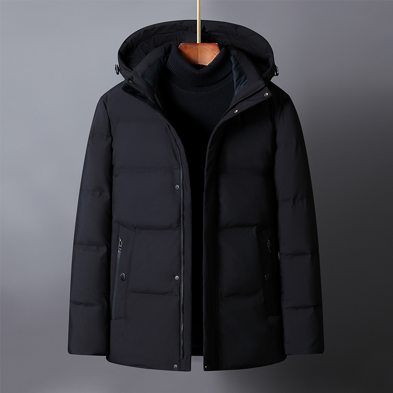 Cross-border wholesale New down jacket men's mid-length middle-aged white duck down thickened coat household foreign trade winter clothes trendy hooded