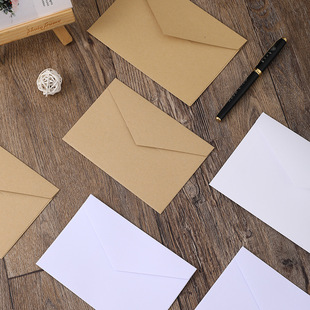 in stock solid color blank 150g vintage kraft paper white kraft paper socket envelope printable logo western style