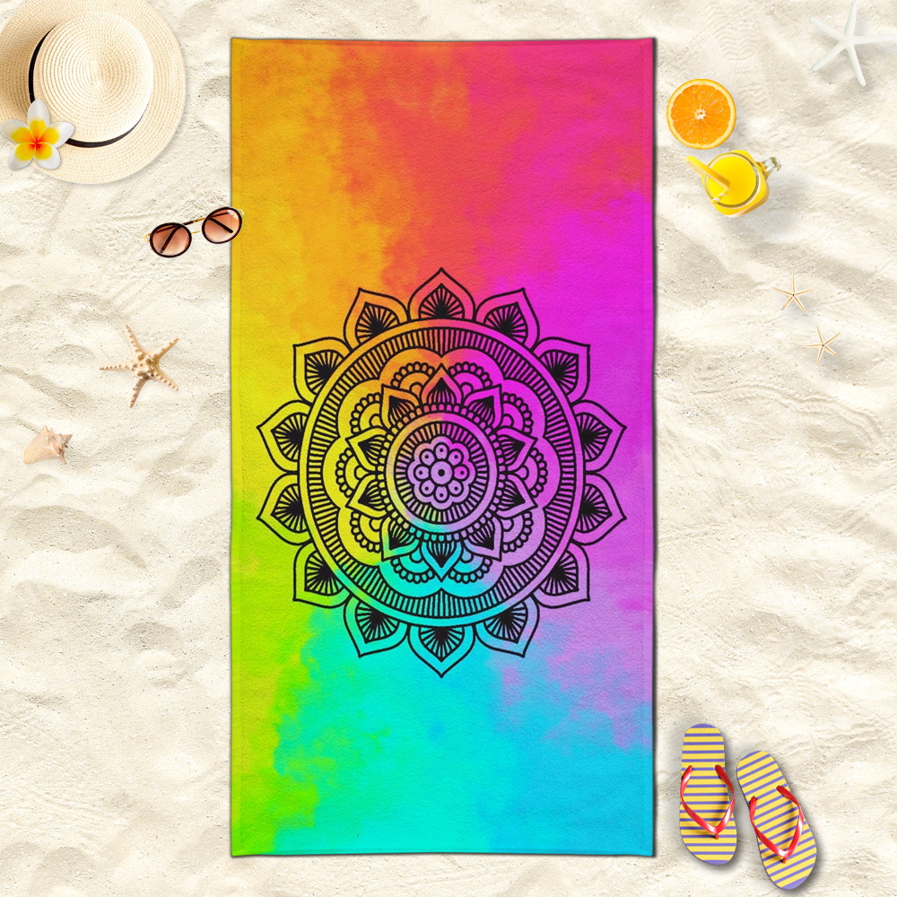 Cross Border Rectangular Mandala Turtle Beach Towel Sweat Wipe Microfiber Bath Towel Quick-drying Sports Towel Sitting Blanket