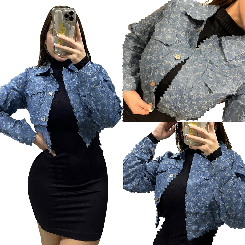 Y71511 European and American women's cross-border new washed Denim coat jacket 2 color in stock S-3XL size 6