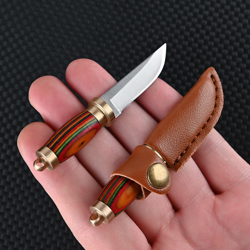Brass Color Wood Mini Knife Sharp Small Machete Small Close Knife Carry-on Keychain Pendant Unpacking Express Unpacking Knife