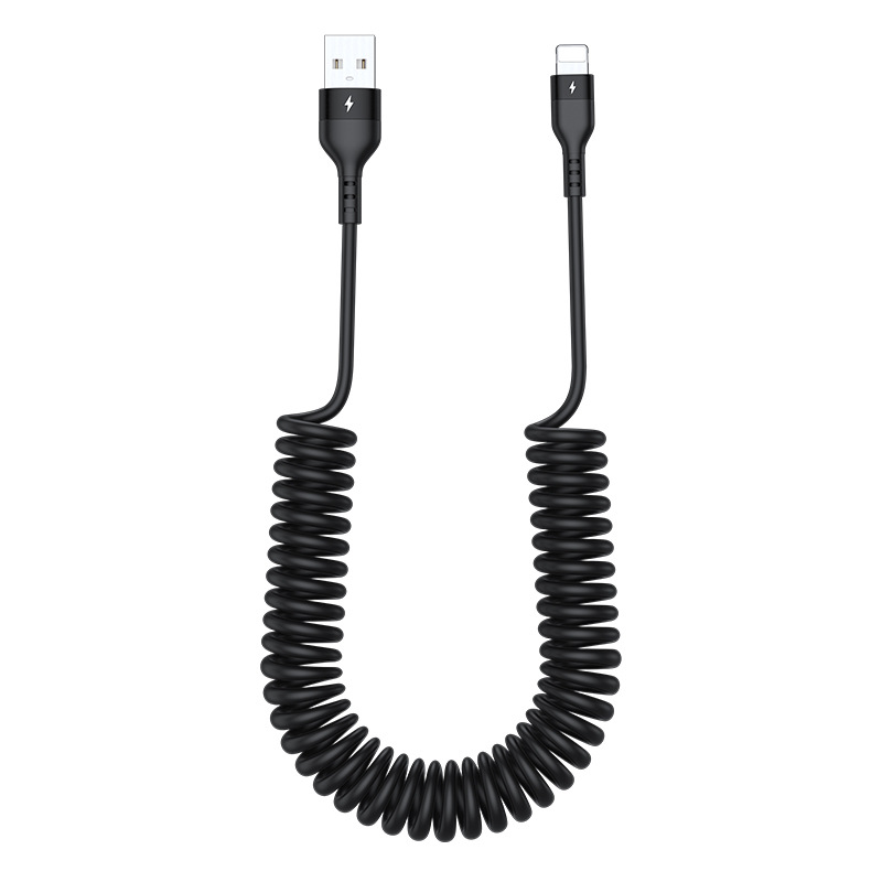 Spring Mobile phone data cable for Apple Huawei vivo Android Xiaomi flash charge type-c car fast charge cable