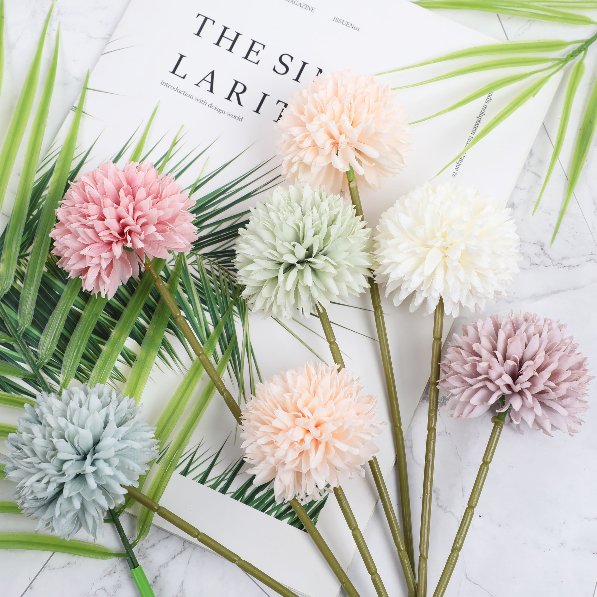 Artificial Flower dandelion artificial wind autumn color table tennis chrysanthemum fake macaron color matching desktop decoration shooting props