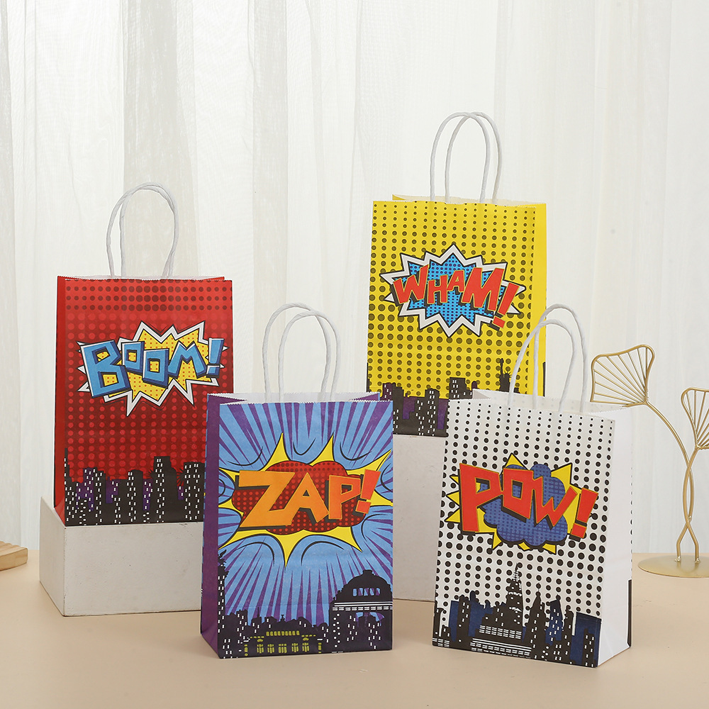 Printed text Kraft paper bag letters cross-border packaging bag holiday gift paper bag spot cartoon shopping bag