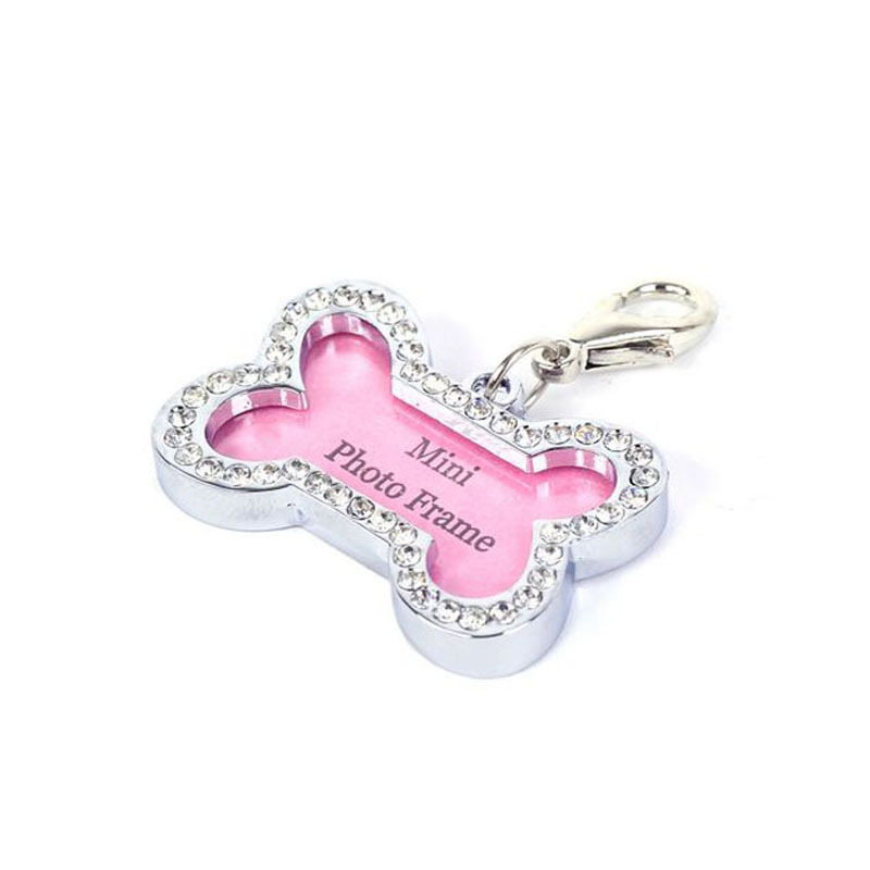 Explosions pet collar jewelry bone love card diamond-encrusted photo frame anti-loss information card handwritten diy cat and dog photos