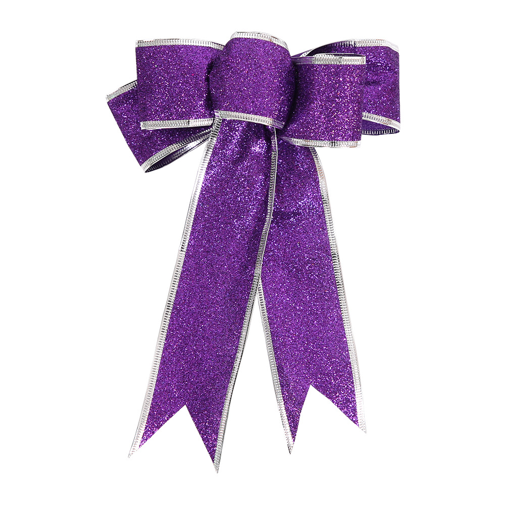 25cm Glitter Powder Christmas Bow Hanging Christmas Tree Decoration diy Accessories Christmas Bow Pendant_voghion.com