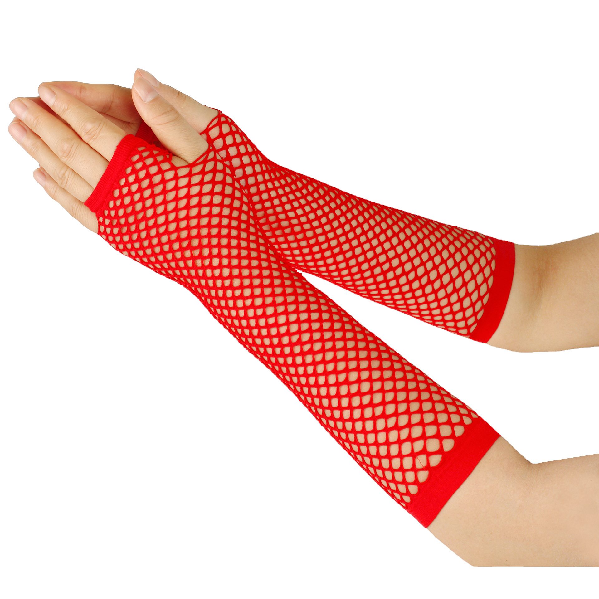 Gants élastiques en filet de pêche épais européens et américains, gants longs sexy punk, gants d'étiquette de fête en boîte de nuit à demi-doigts, gants transfrontaliers_voghion.com