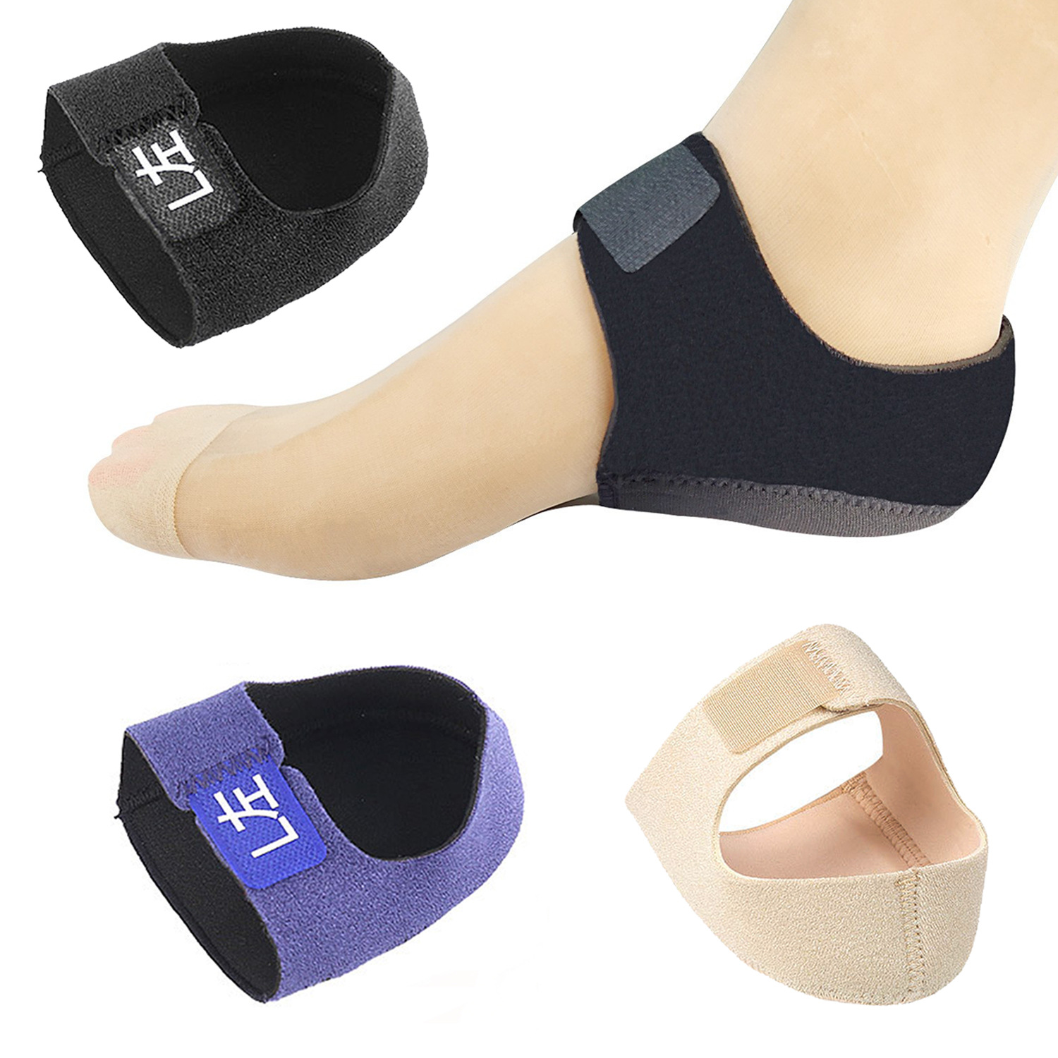 Silicone Heel Sleeve Pressure Relief Pain Relief Velcro Heel Sleeve Adjustable Gel Protection Socks