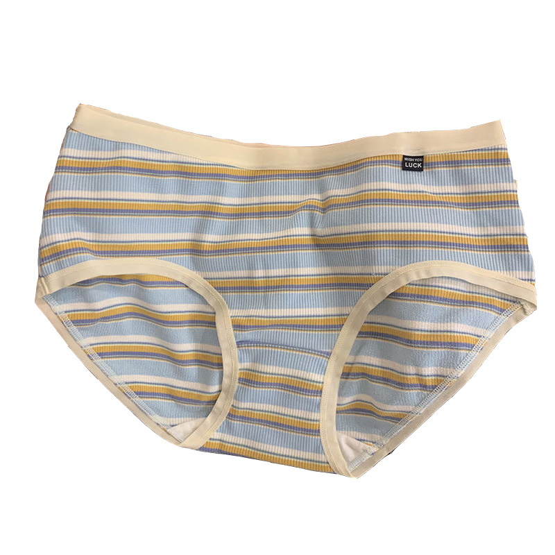 Underwear Women's Modal Cotton Antibacterial Shorts Middle School Students New ins Striped Thread Cotton Mid-Waist Japanese Hip Bag